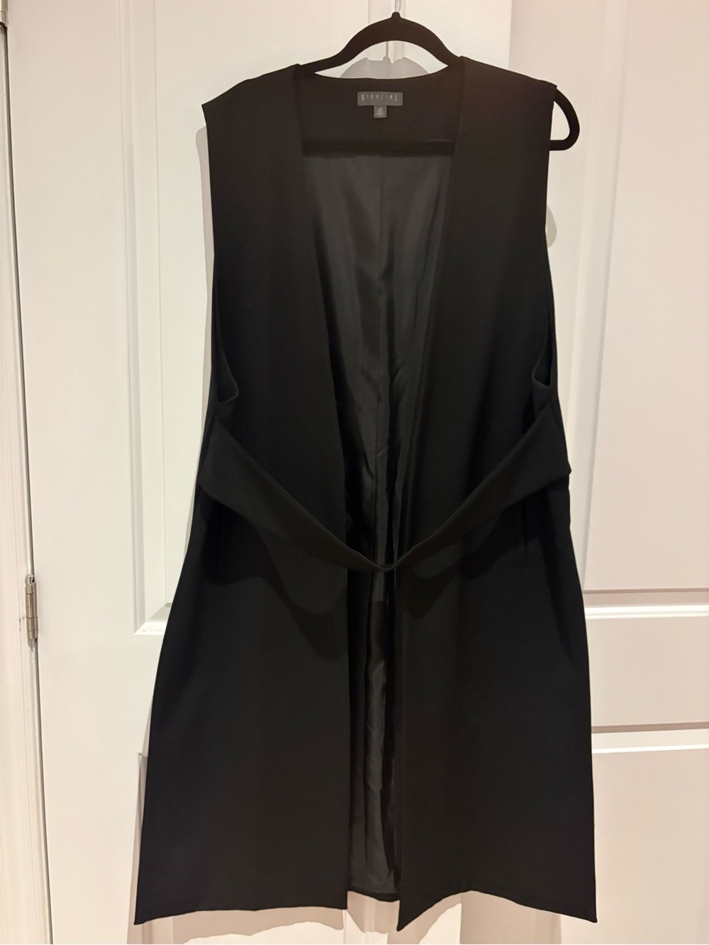 Eileen Fisher Black Long Sleeveless Vest with Self-Tie